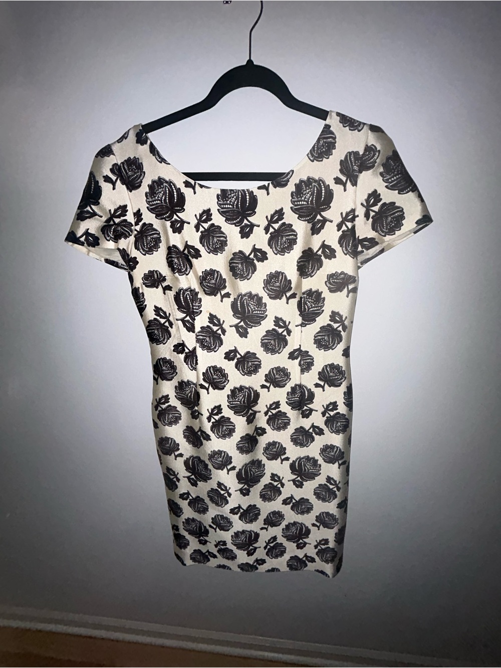 Prada Black Floral Print Mini Dress on Cream